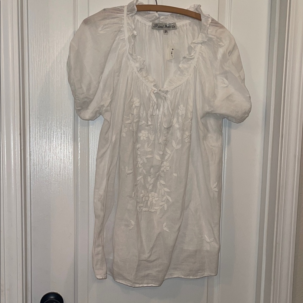 White Embroidered Women's Top